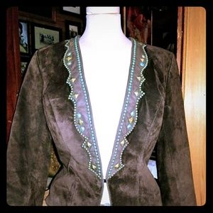 Double D Ranch brown suede studded jacket sz small